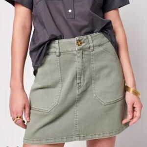 Faherty Women's Utility Mini‎ Skirt Fatigue Green Size Small Organic Cotton
